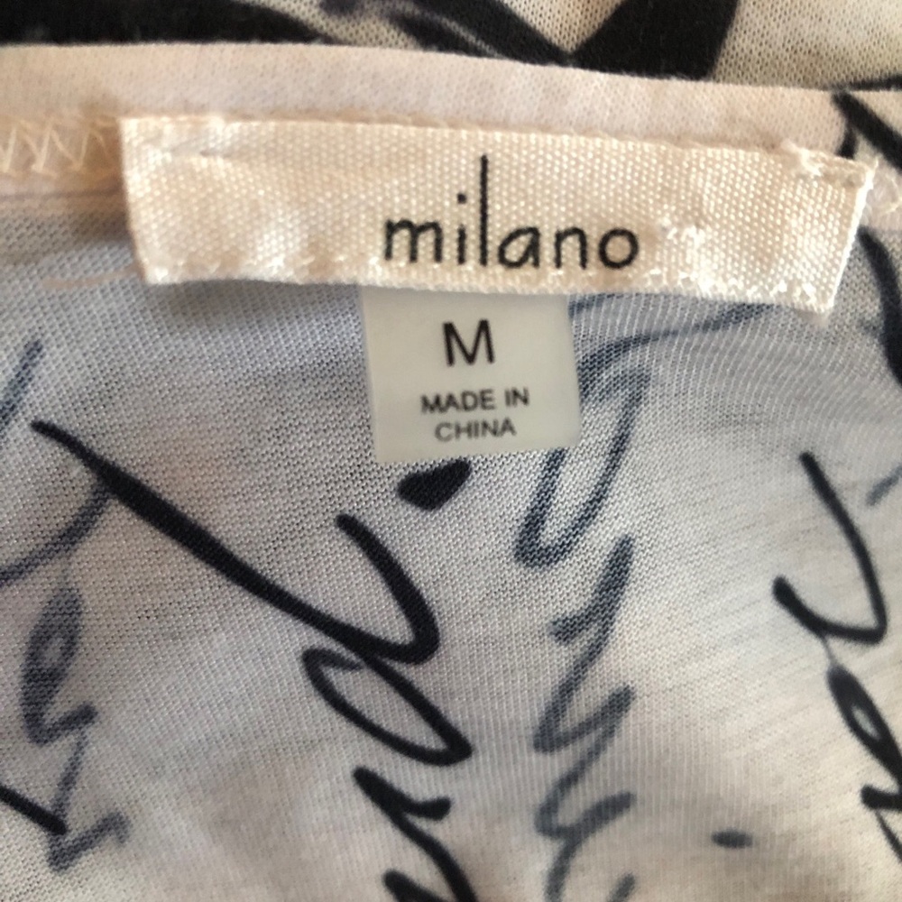 MILANO Womens Embellished Silver Studded T-Shirt Size Medium Black & White - Picture 12 of 14